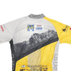 SUGOI Mens Yellow Grey Graphic Cycling T-Shirt L Short Sleeve Crew Neck Conquer