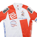 CUORE Mens White & Red Cycling Jersey L Short Sleeve Collared Sports T-Shirt
