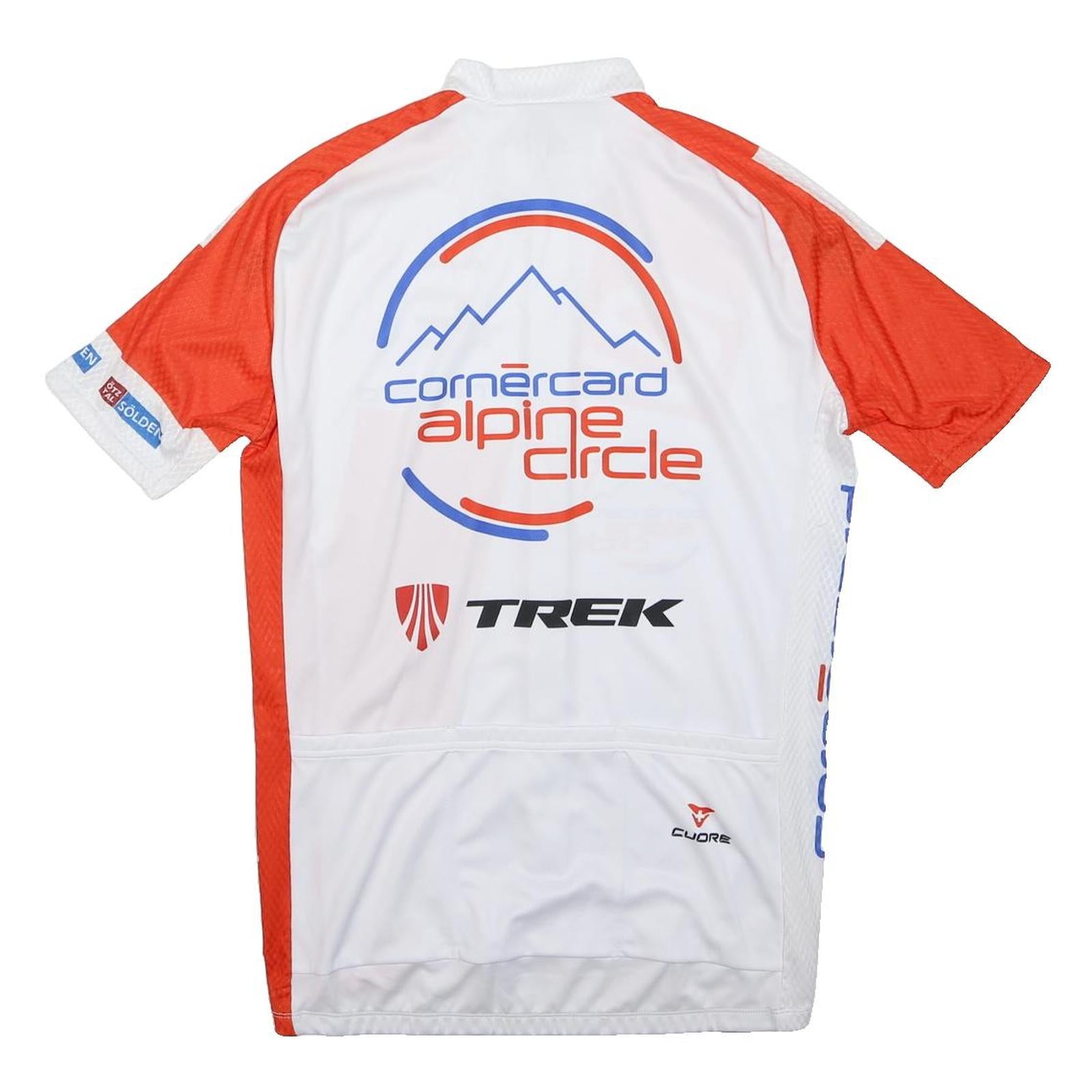 CUORE Mens White & Red Cycling Jersey L Short Sleeve Collared Sports T-Shirt