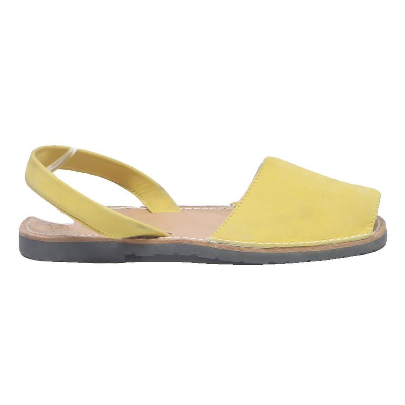 LLONGA'S Womens Leather Yellow Slingback Sandals UK 6 Summer Casual