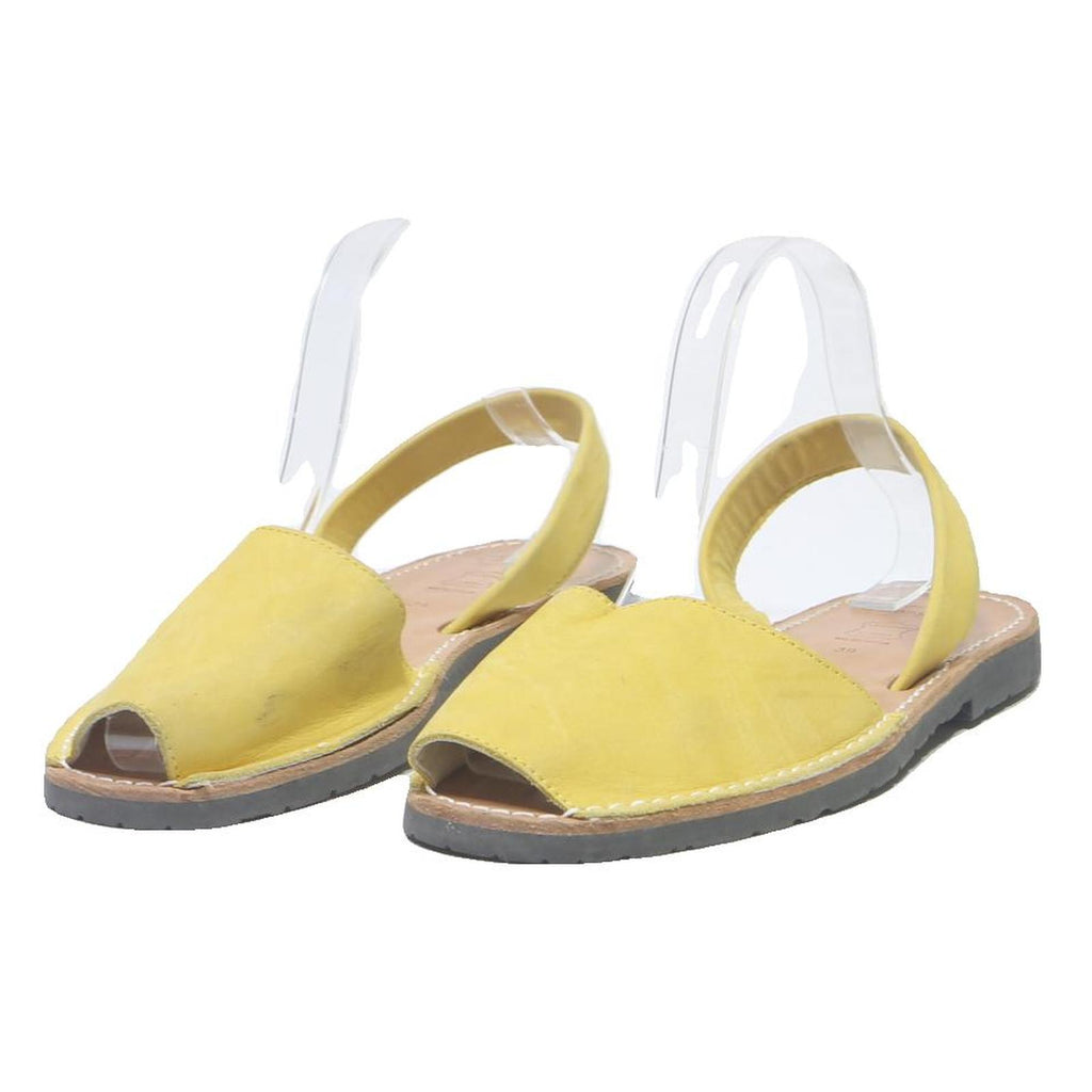 LLONGA'S Womens Leather Yellow Slingback Sandals UK 6 Summer Casual
