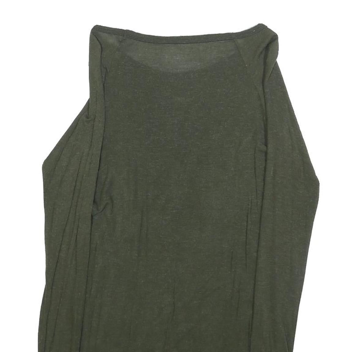 REPLY Womens Green Plain Pullover Round Neck Basic Knit S Lightweight Jumper