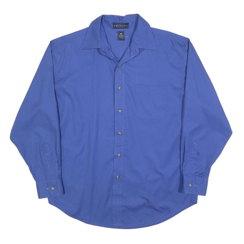 VELOCITY Mens Blue Casual Shirt M Cotton Blend Long Sleeve Button Closure