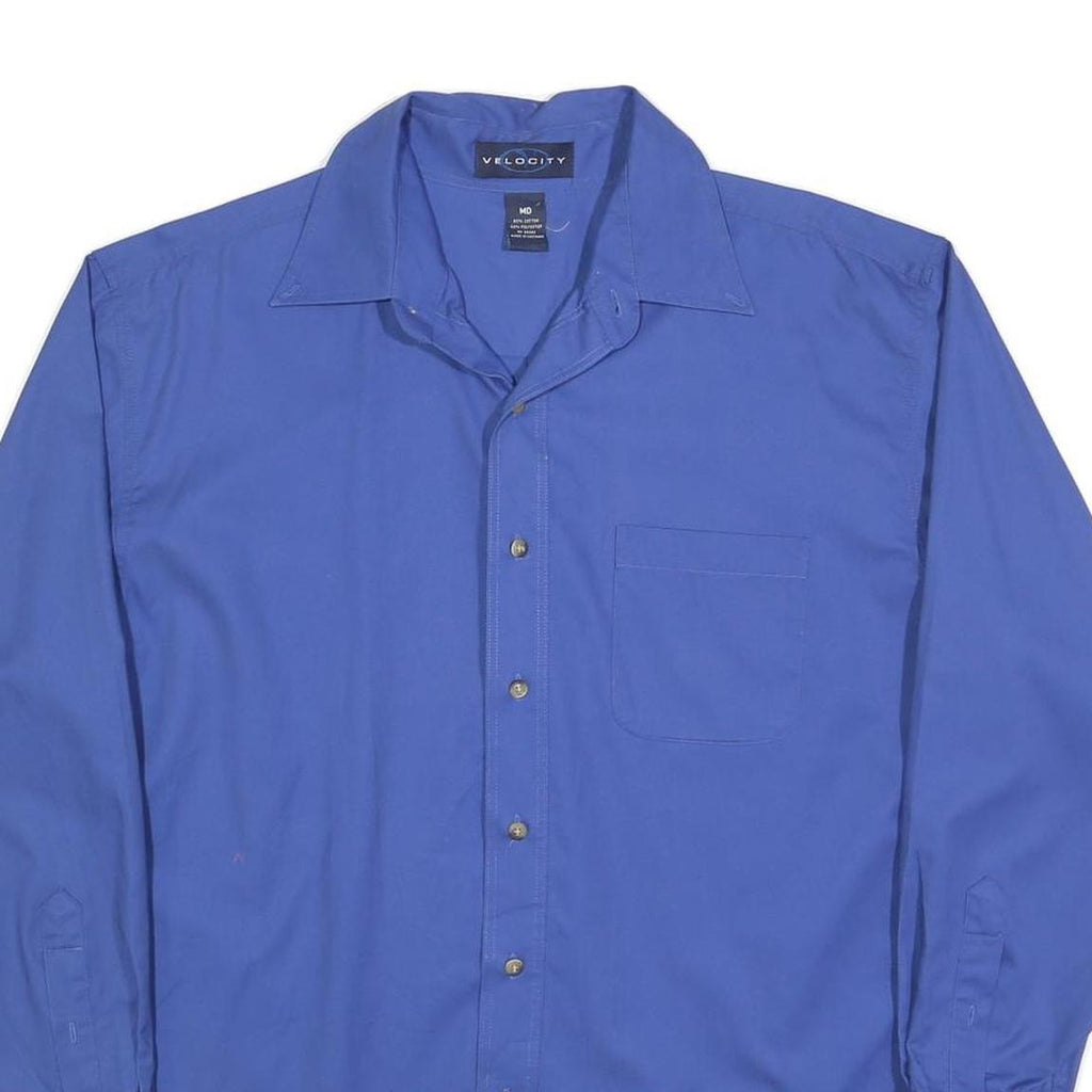 VELOCITY Mens Blue Casual Shirt M Cotton Blend Long Sleeve Button Closure