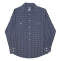 WRANGLER Mens Blue & Grey Check Shirt M Cotton Blend Long Sleeve Button Pocket
