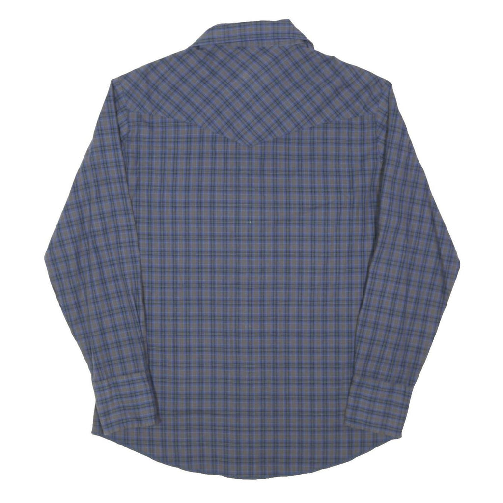 WRANGLER Mens Blue & Grey Check Shirt M Cotton Blend Long Sleeve Button Pocket