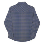 WRANGLER Mens Blue & Grey Check Shirt M Cotton Blend Long Sleeve Button Pocket