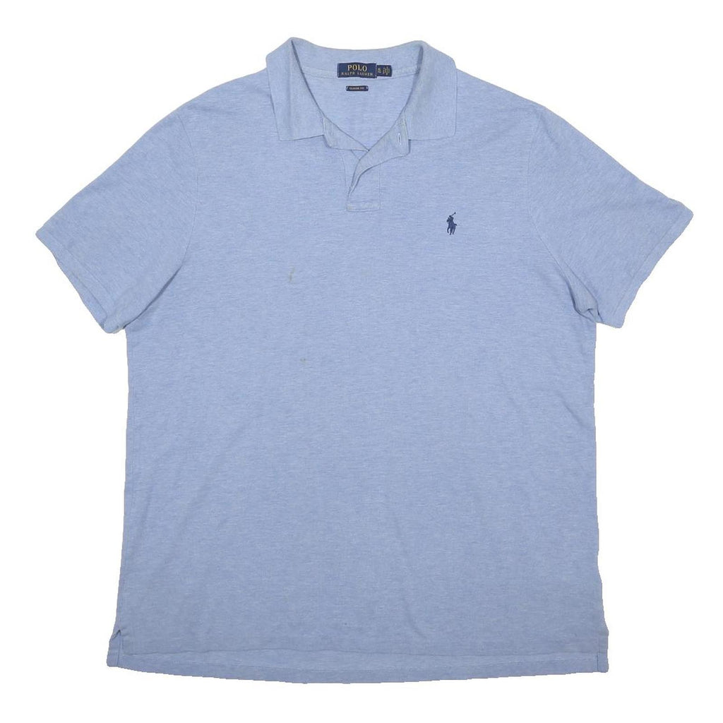 POLO RALPH LAUREN Mens Blue Short Sleeve Plain XL Cotton Polo Shirt Classic Fit