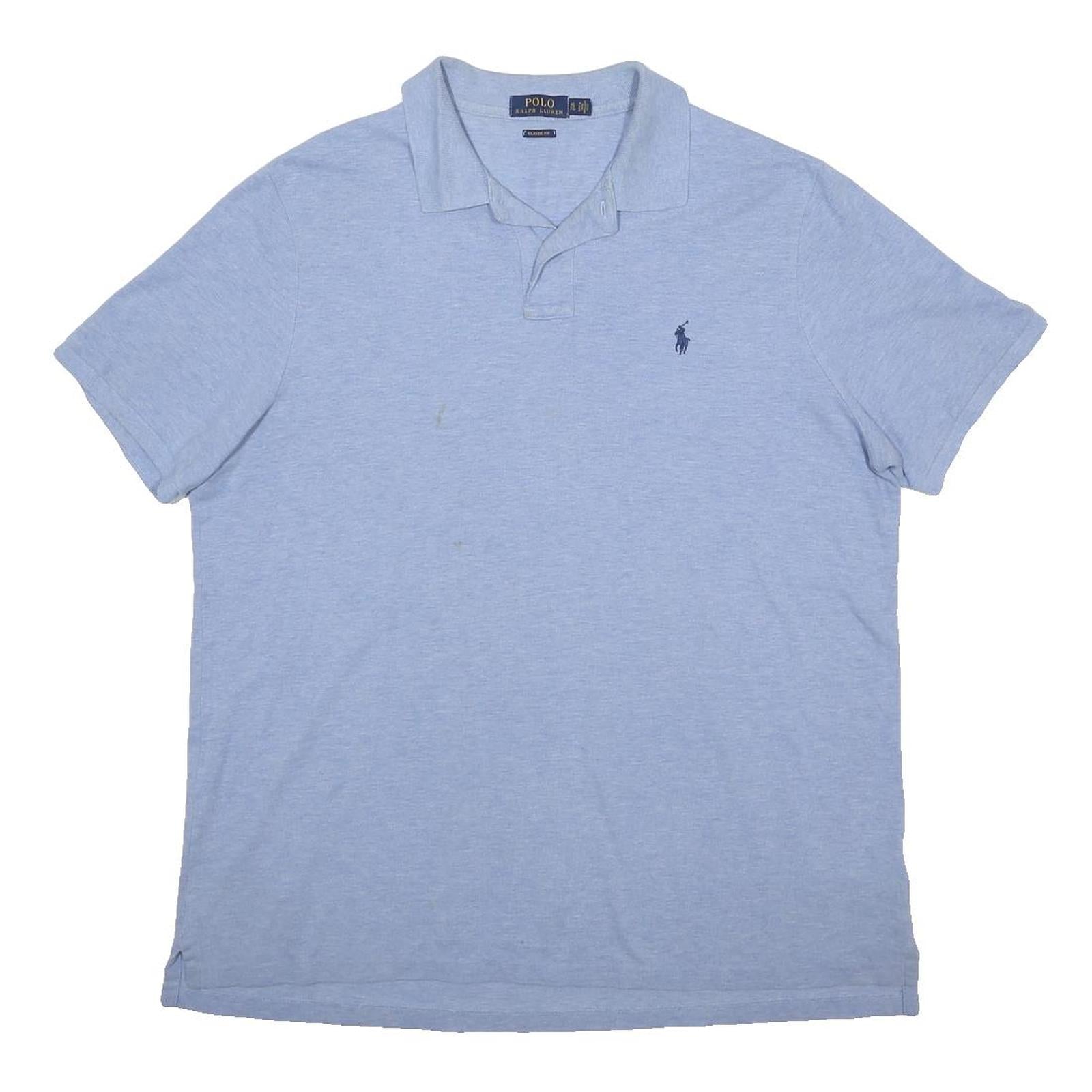 POLO RALPH LAUREN Mens Blue Short Sleeve Plain XL Cotton Polo Shirt Classic Fit