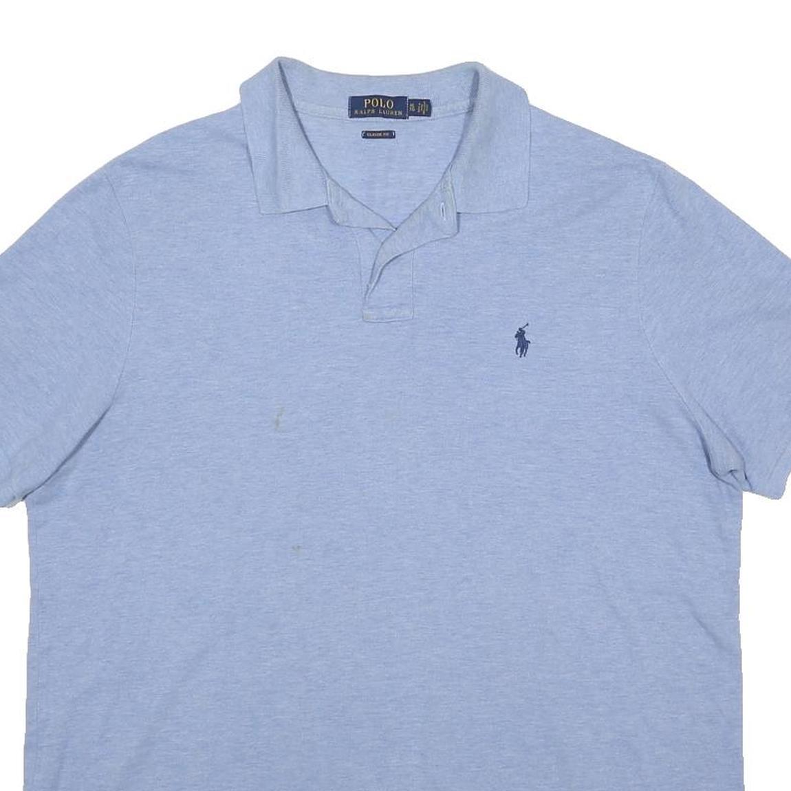 POLO RALPH LAUREN Mens Blue Short Sleeve Plain XL Cotton Polo Shirt Classic Fit