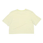 LEVI'S Womens Yellow & White Striped Graphic Cropped T-Shirt S Short Sleeve Crew