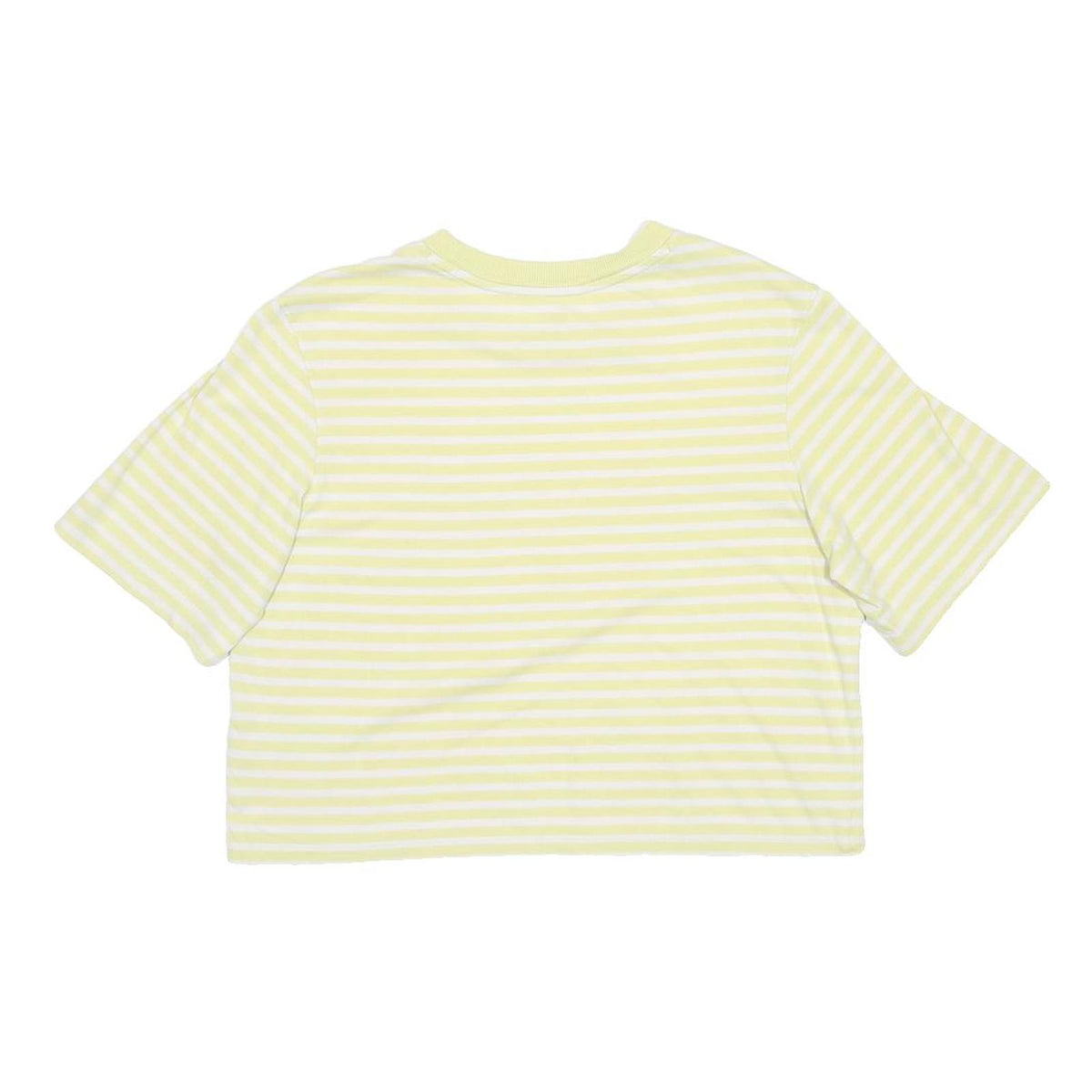 LEVI'S Womens Yellow & White Striped Graphic Cropped T-Shirt S Short Sleeve Crew