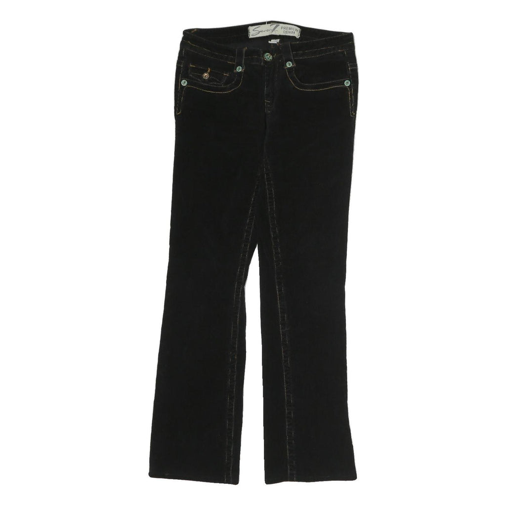 SEVEN7 Womens Black Cotton Regular Fit Straight Trousers W27 L30 Denim Style