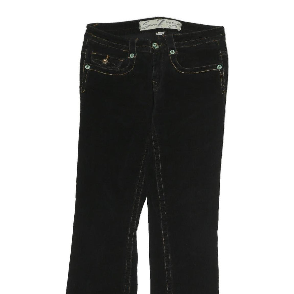 SEVEN7 Womens Black Cotton Regular Fit Straight Trousers W27 L30 Denim Style