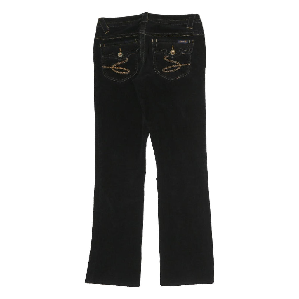 SEVEN7 Womens Black Cotton Regular Fit Straight Trousers W27 L30 Denim Style