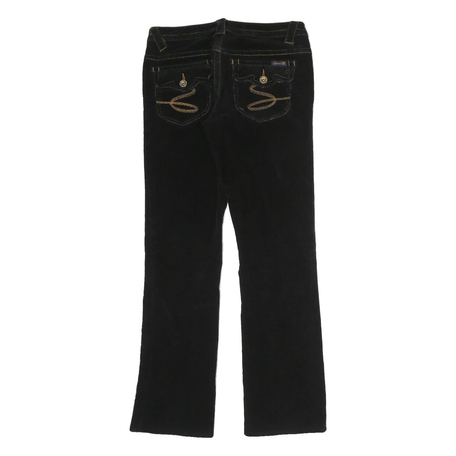 SEVEN7 Womens Black Cotton Regular Fit Straight Trousers W27 L30 Denim Style