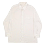 Mens White Plain Synthetic Shirt L Long Sleeve Button Closure Relaxed Fit