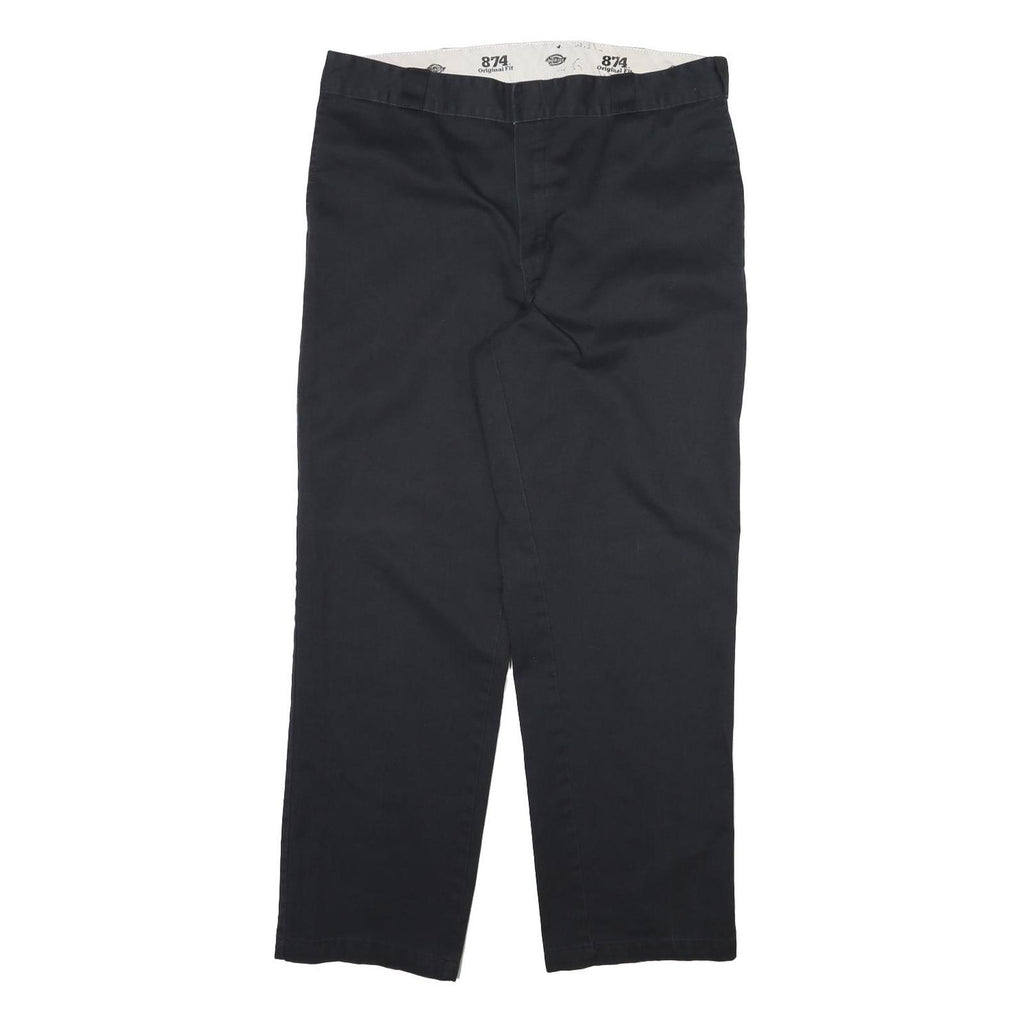 DICKIES Mens Black Regular Fit Straight Leg Trousers Cotton Blend W38 L31 Zip