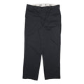 DICKIES Mens Black Regular Fit Straight Leg Trousers Cotton Blend W38 L31 Zip