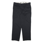 DICKIES Mens Black Regular Fit Straight Leg Trousers Cotton Blend W38 L31 Zip