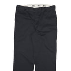 DICKIES Mens Black Regular Fit Straight Leg Trousers Cotton Blend W38 L31 Zip