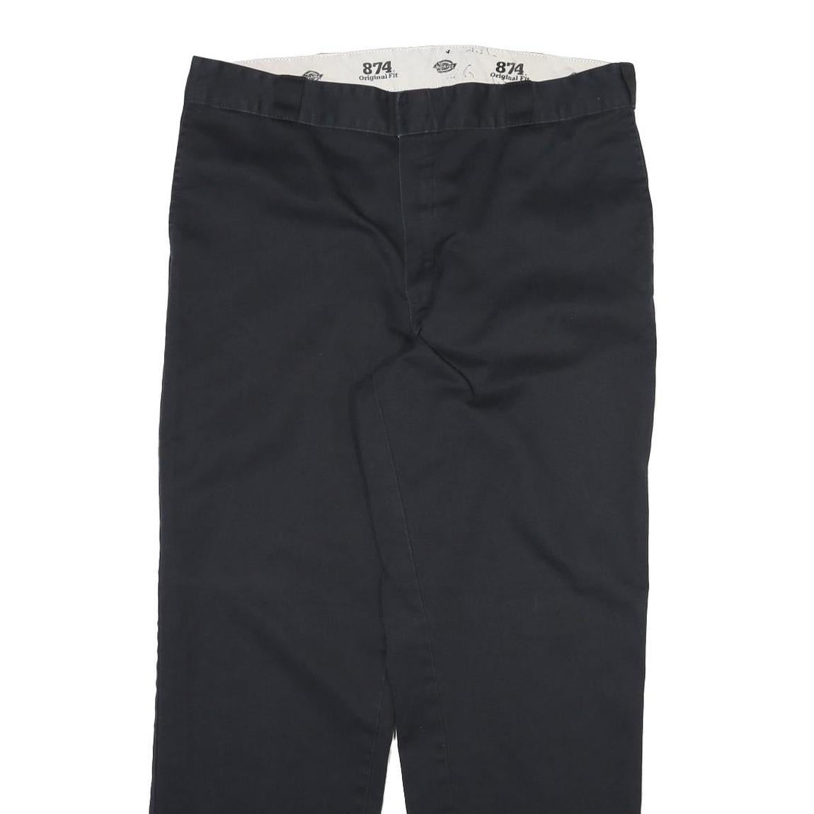 DICKIES Mens Black Regular Fit Straight Leg Trousers Cotton Blend W38 L31 Zip