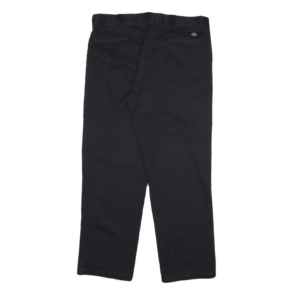 DICKIES Mens Black Regular Fit Straight Leg Trousers Cotton Blend W38 L31 Zip