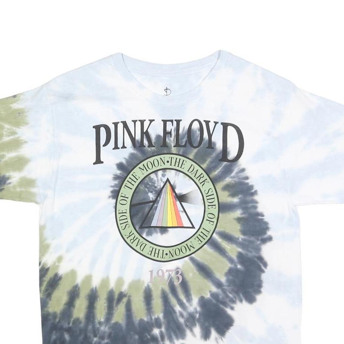 PINK FLOYD Womens Blue & Green Tie Dye Graphic T-Shirt M Short Sleeve Crew Neck