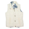 JOULES Womens White Floral Lined Puffer Gilet UK 8 Polyester Blend Zip Vest