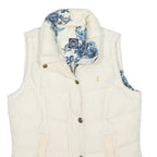JOULES Womens White Floral Lined Puffer Gilet UK 8 Polyester Blend Zip Vest