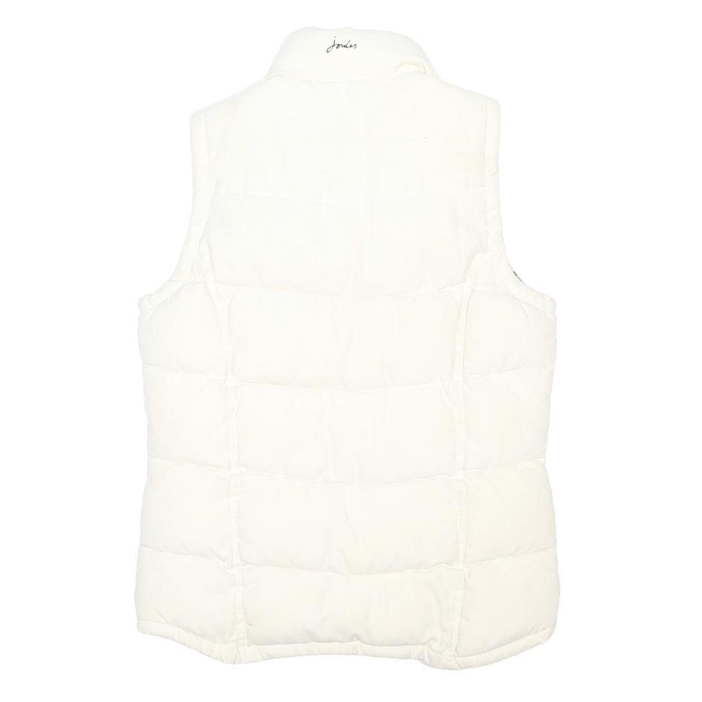 JOULES Womens White Floral Lined Puffer Gilet UK 8 Polyester Blend Zip Vest