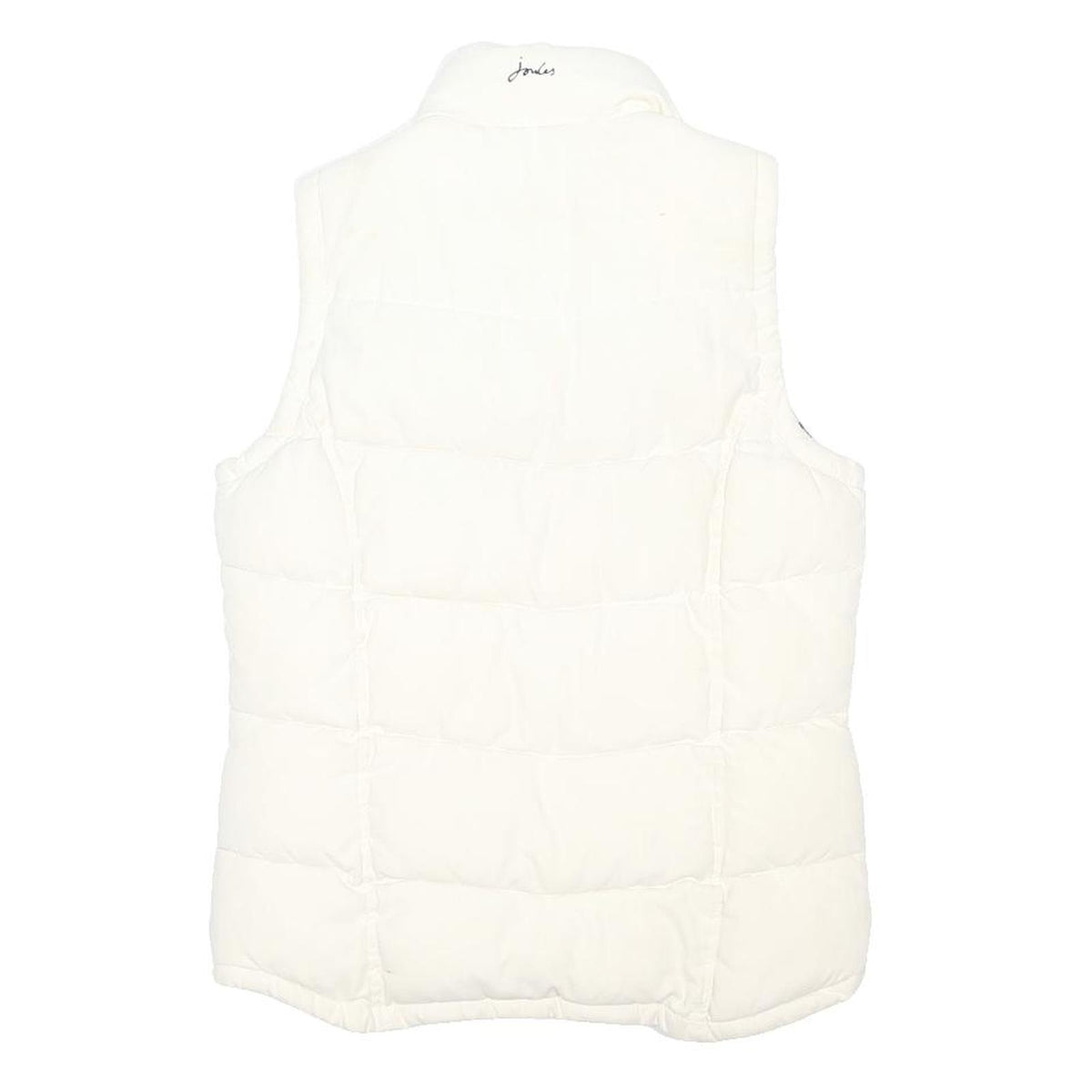 JOULES Womens White Floral Lined Puffer Gilet UK 8 Polyester Blend Zip Vest