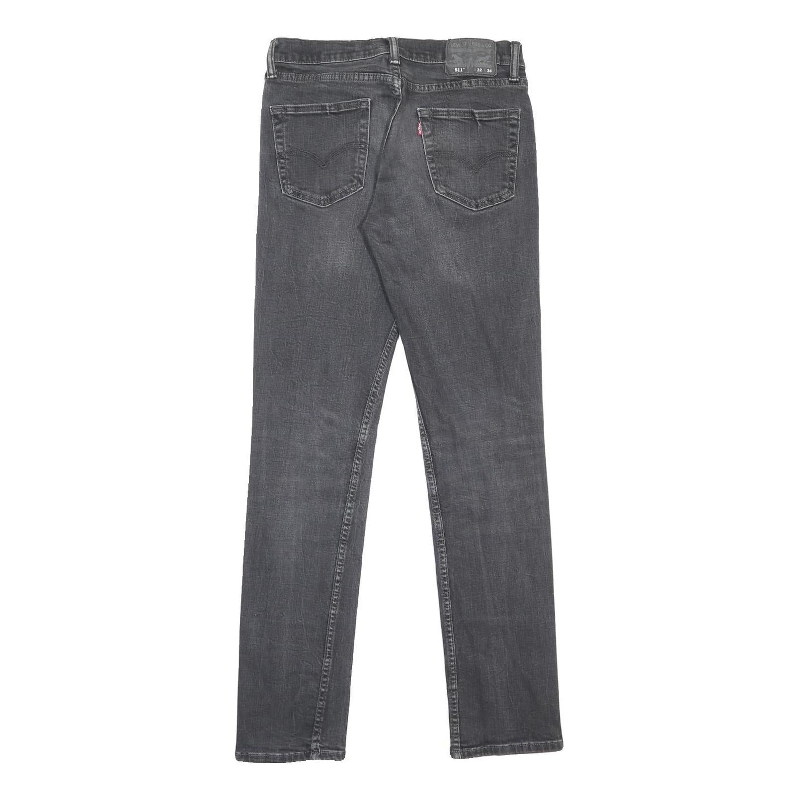 LEVI'S 511 Slim Mens Jeans Grey Slim Skinny Denim Medium W29 L34 Zip Closure