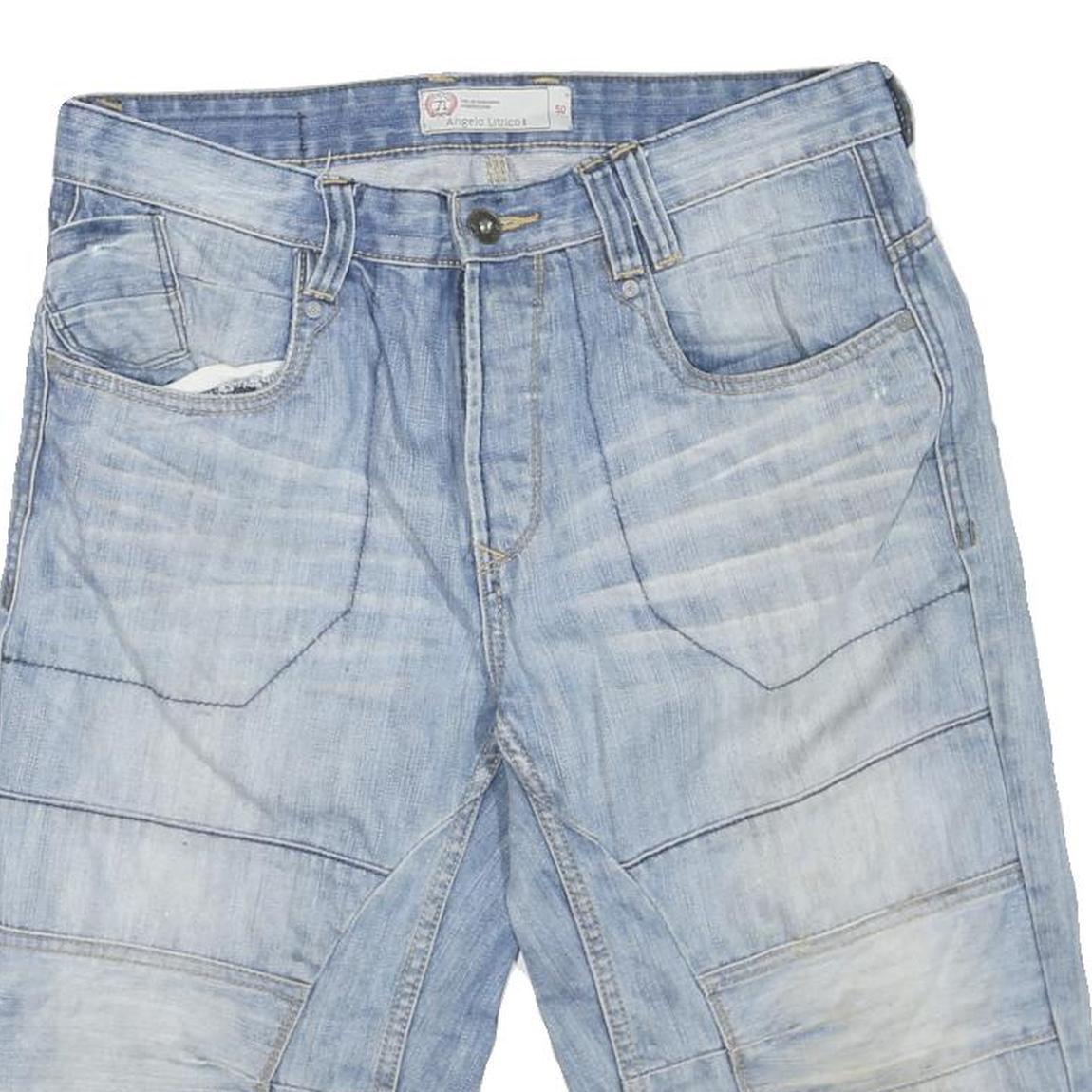 ANGELO LITRICO Mens Shorts Blue Casual M W34 Long Length Patchwork