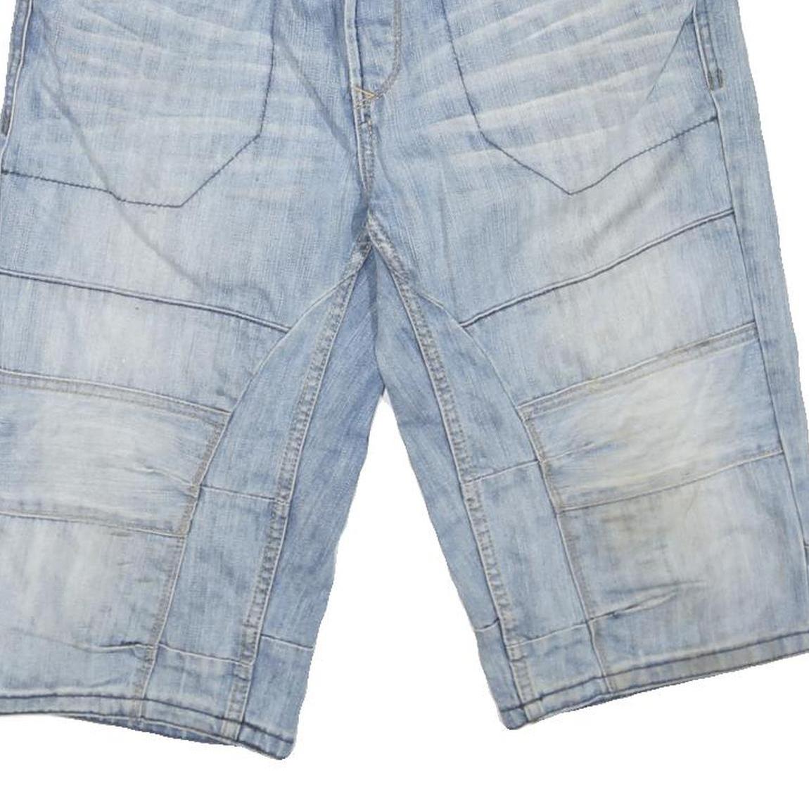 ANGELO LITRICO Mens Shorts Blue Casual M W34 Long Length Patchwork