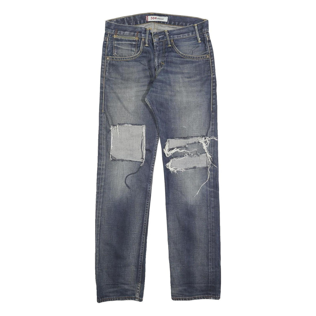 LEVI'S 504 Mens Jeans Blue Regular Straight Denim Medium W29 L32 Distressed