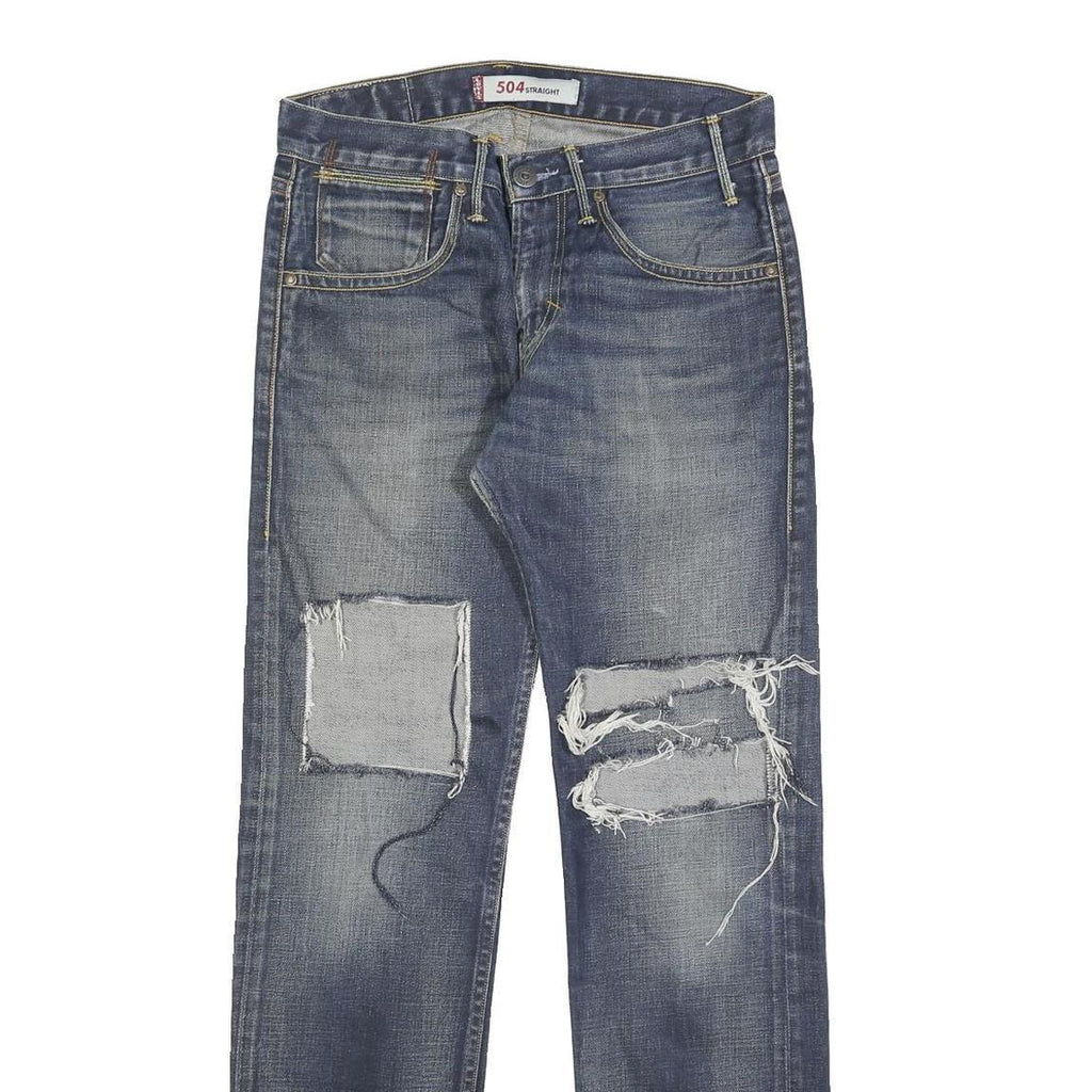 LEVI'S 504 Mens Jeans Blue Regular Straight Denim Medium W29 L32 Distressed