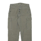 Mens Relaxed Fit Beige Cotton Blend Cargo Trousers W28 L26 Button Closure Casual