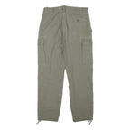 Mens Relaxed Fit Beige Cotton Blend Cargo Trousers W28 L26 Button Closure Casual