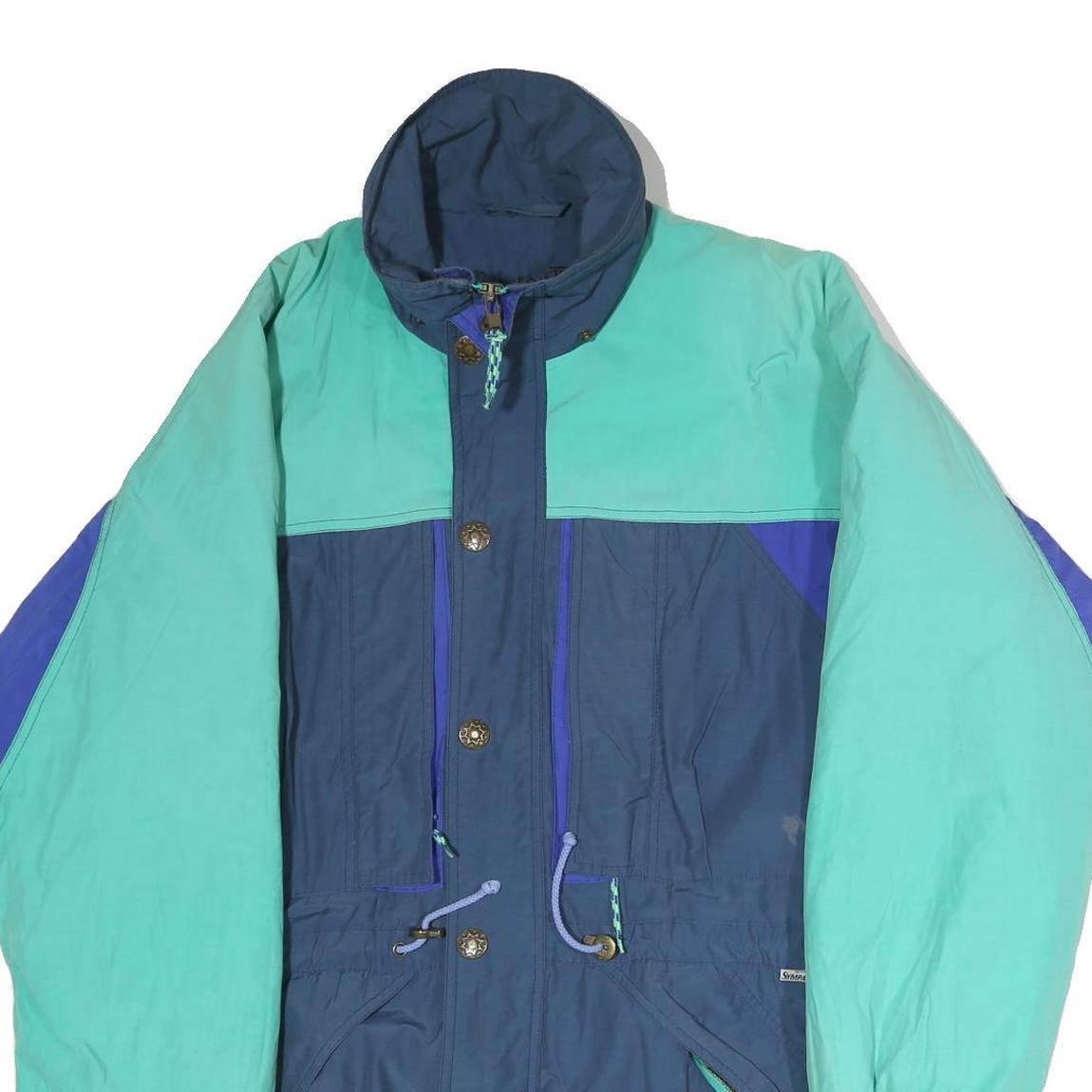 SYMPATEX Mens Blue & Teal Outdoor Jacket M Polyester Zip Colourblock