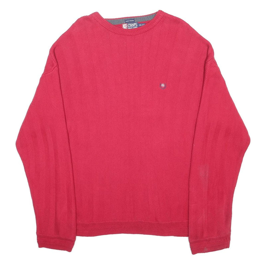 CHAPS RALPH LAUREN Mens Red Plain Crew Neck Basic Knit Jumper 2XL Cotton Comfort