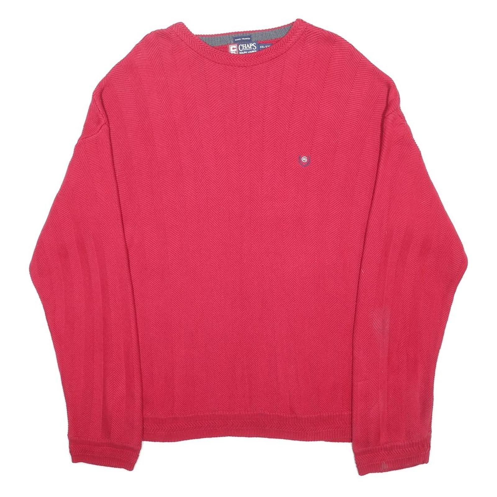 CHAPS RALPH LAUREN Mens Red Plain Crew Neck Basic Knit Jumper 2XL Cotton Comfort