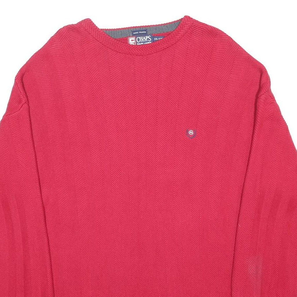 CHAPS RALPH LAUREN Mens Red Plain Crew Neck Basic Knit Jumper 2XL Cotton Comfort