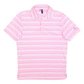 ADIDAS Mens Pink & White Striped Short Sleeve Polo Shirt S Performance Golf