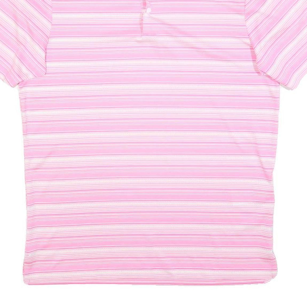 ADIDAS Mens Pink & White Striped Short Sleeve Polo Shirt S Performance Golf