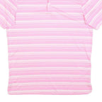ADIDAS Mens Pink & White Striped Short Sleeve Polo Shirt S Performance Golf