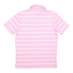 ADIDAS Mens Pink & White Striped Short Sleeve Polo Shirt S Performance Golf