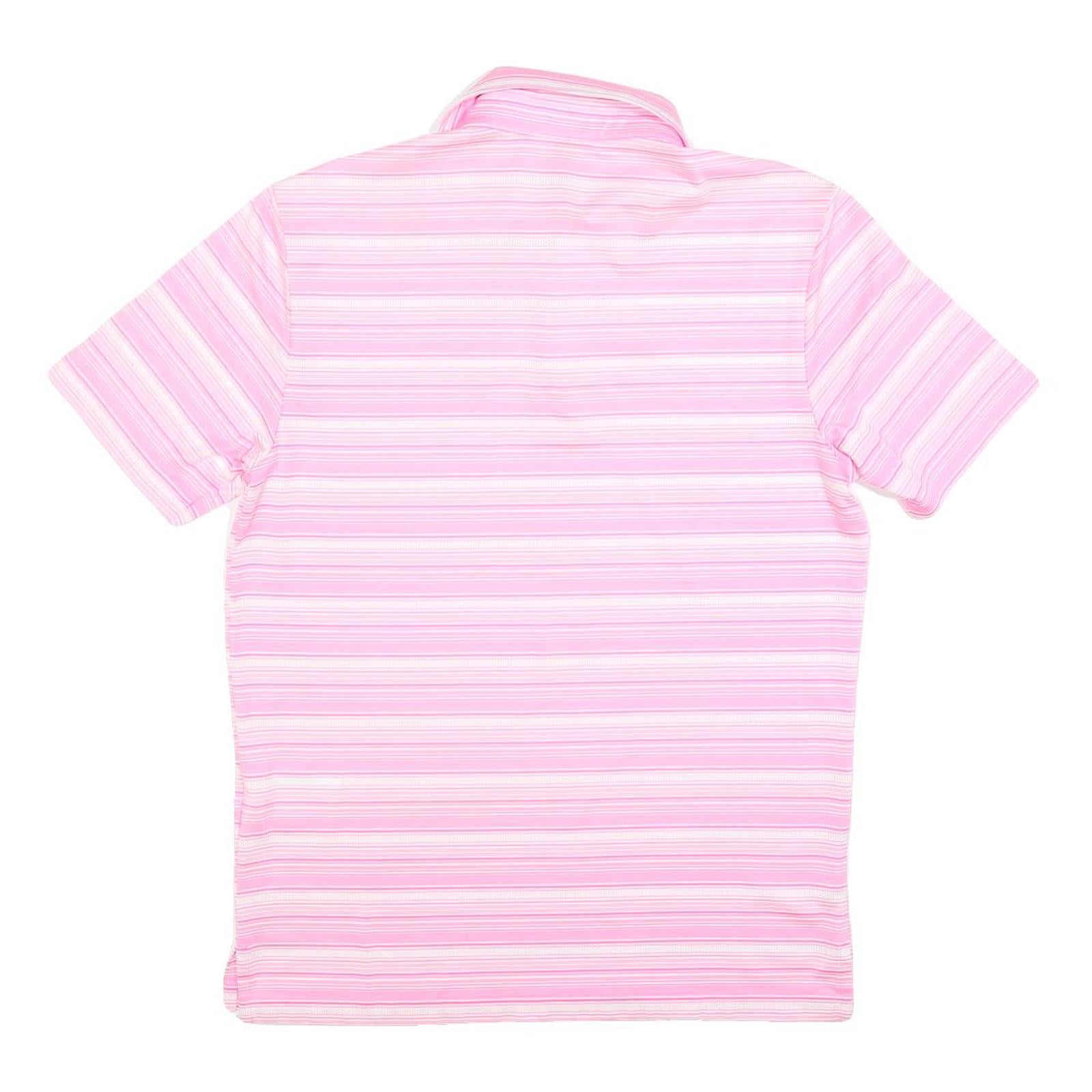 ADIDAS Mens Pink & White Striped Short Sleeve Polo Shirt S Performance Golf