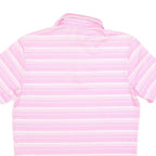 ADIDAS Mens Pink & White Striped Short Sleeve Polo Shirt S Performance Golf