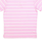 ADIDAS Mens Pink & White Striped Short Sleeve Polo Shirt S Performance Golf